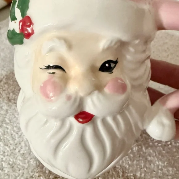 Vintage Inspired Pink Santa Mug Pastel Christmas - Picture 3 of 8